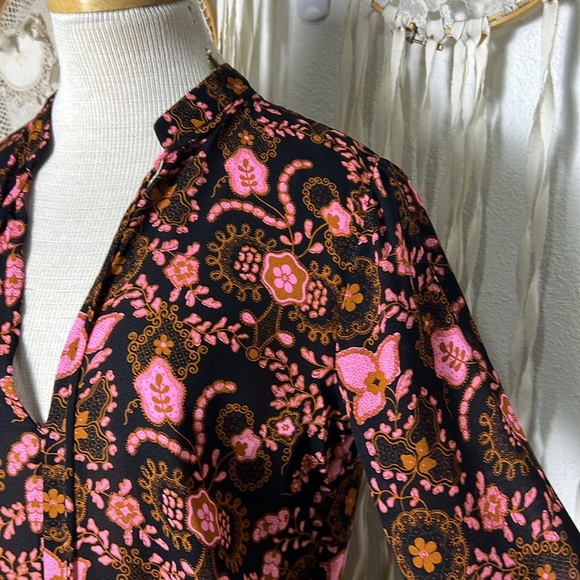 A.L.C. Danielle Silk Long Sleeve Top Pink Floral Print Size 2 - Picture 3 of 12